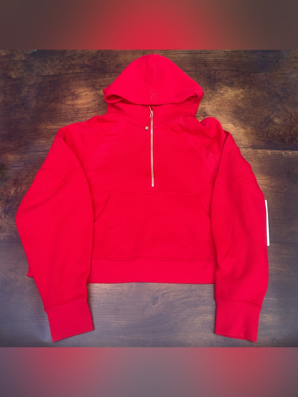 NWT Lululemon Scuba Oversized Half Zip Hoodie In Oxford Red/Gold Size XL/XXL
